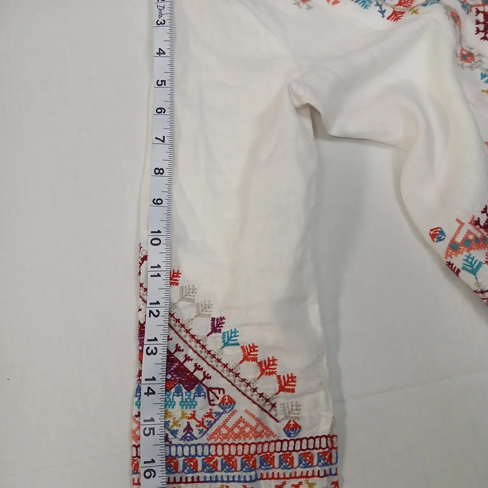 Johnny Was Velsia Embroidered Linen Bolero XS White Boho Jacket - Picture 6 of 6